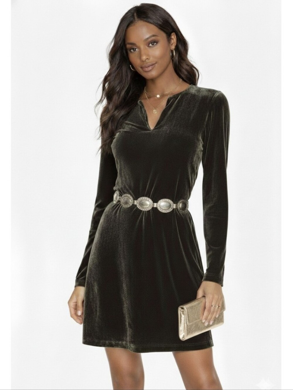 Banana Republic Vintage Y2k Velvet Mini Dress Green